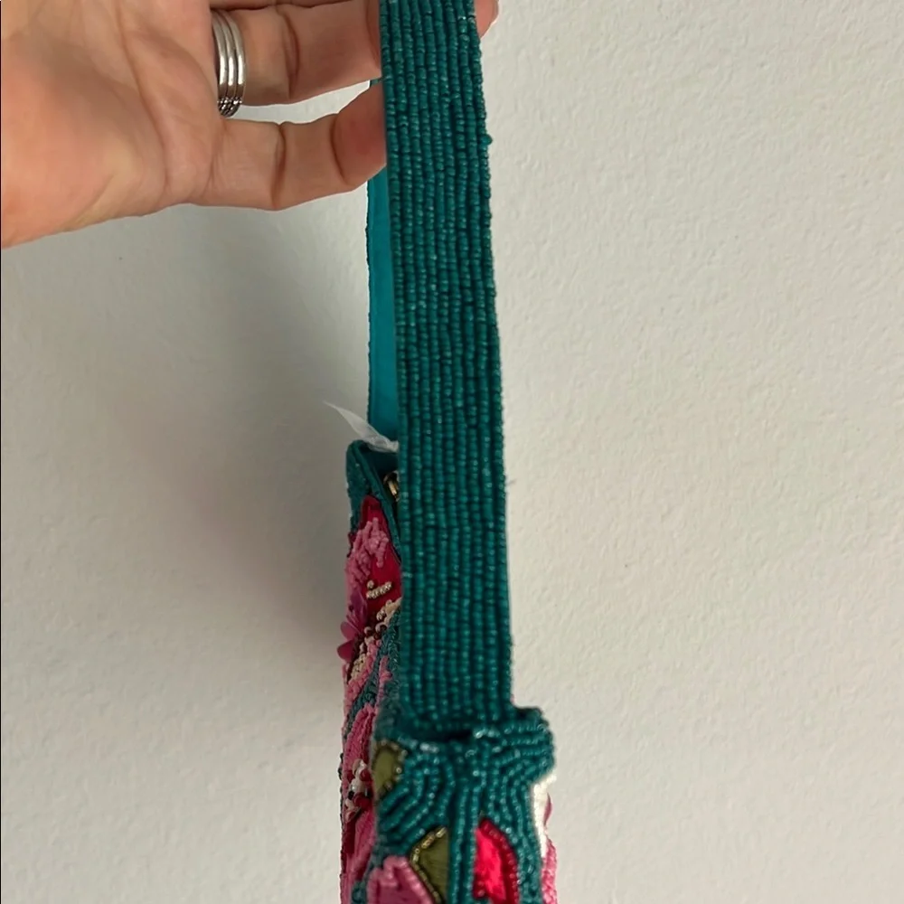 Handcrafted In India | Beaded Floral Shoulder Bag - Picture 3 of 8